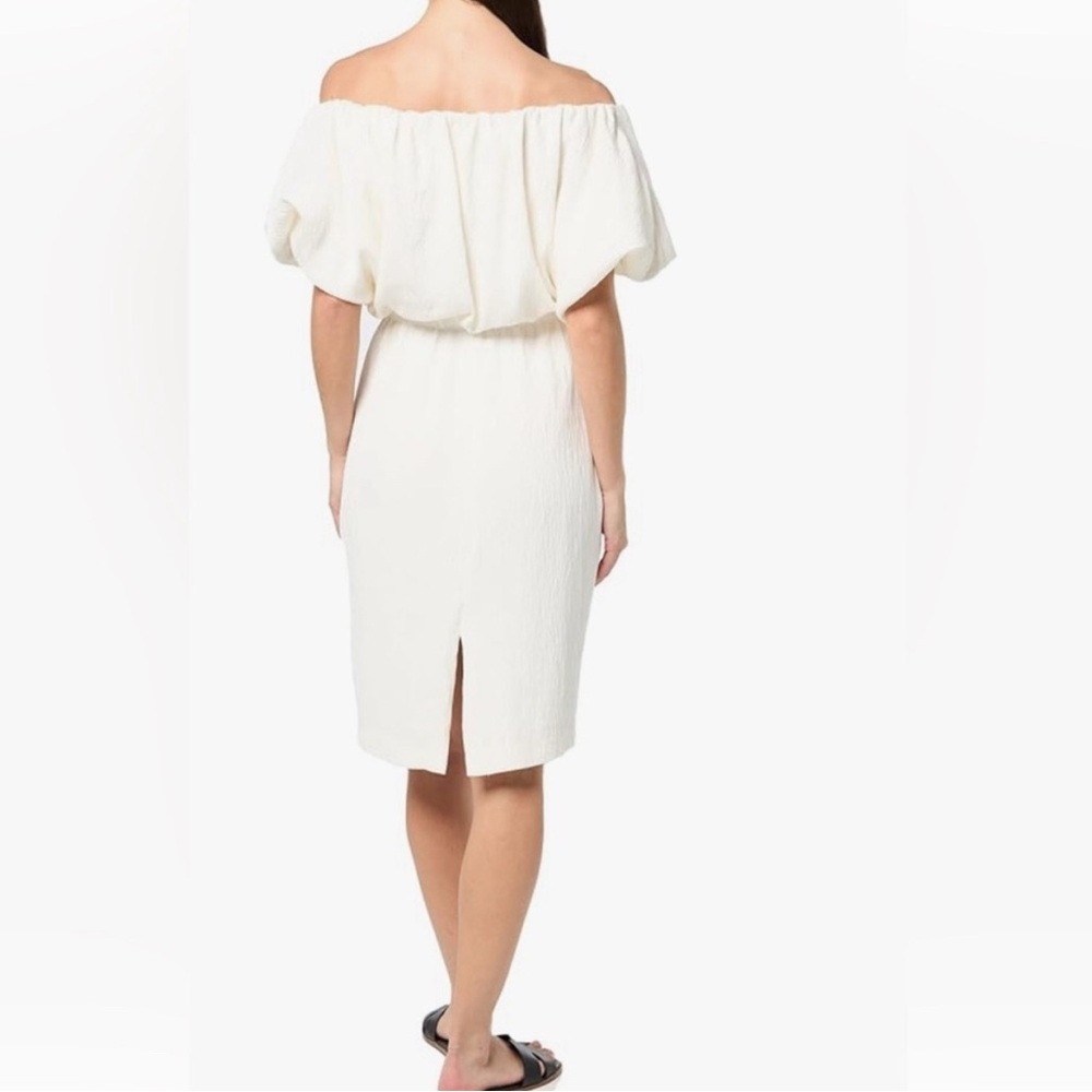 Trina Turk Tatiana Cream Off-Shoulder Ruffled Midi Dress